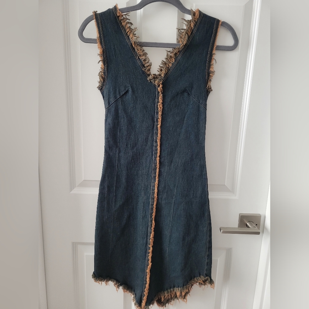 Frayed Denim Midi Dress
